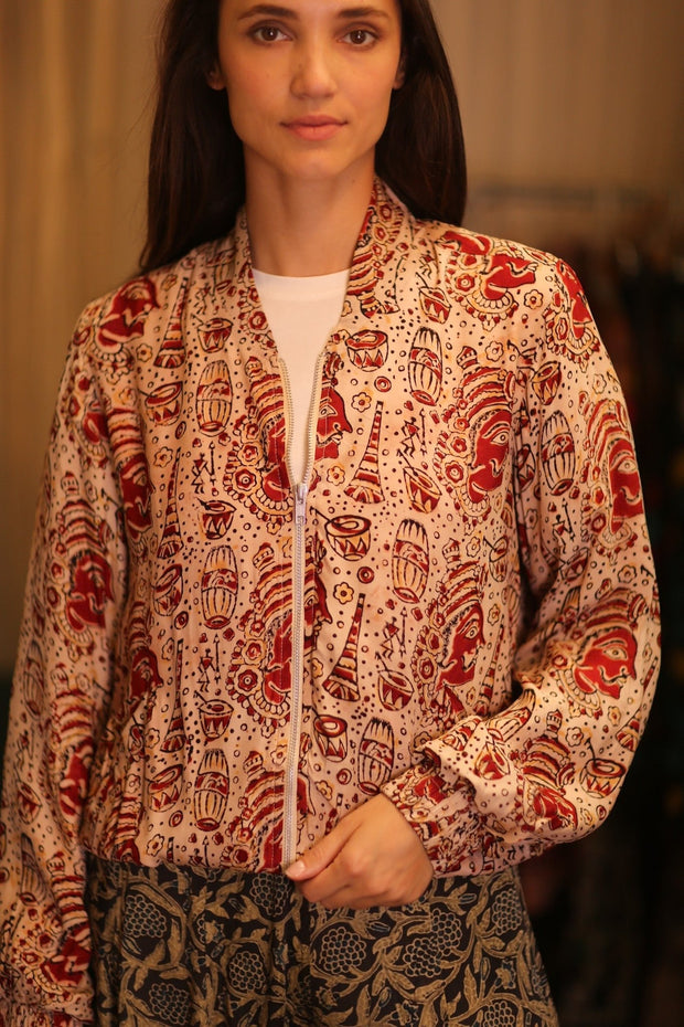 BOMBER JACKET SILK ANCHA MARINI - sustainably made MOMO NEW YORK sustainable clothing, bomberjacket slow fashion