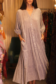 HANDWOVEN COTTON DRESS SUSIE MIA - sustainably made MOMO NEW YORK sustainable clothing, bestseller slow fashion