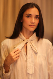 HANDWOVEN MAXI COTTON BUTTONED DRESS LOA CARA - sustainably made MOMO NEW YORK sustainable clothing, Boho Chic Dress slow fashion