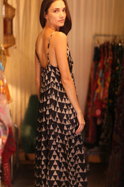 LILY SILK DRESS MARI - sustainably made MOMO NEW YORK sustainable clothing, Boho Chic Dress slow fashion