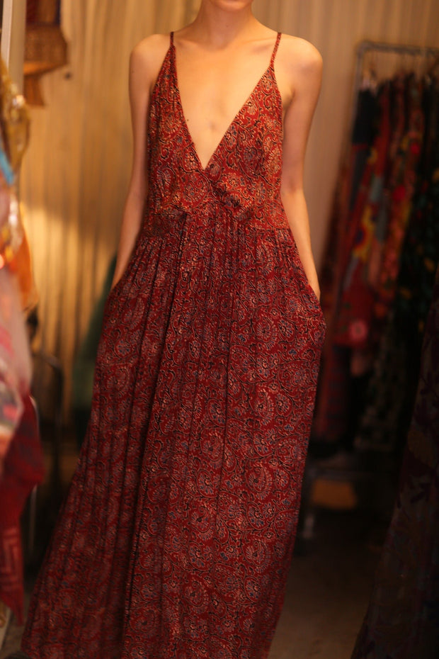LILY SILK DRESS PIPER - sustainably made MOMO NEW YORK sustainable clothing, Boho Chic Dress slow fashion