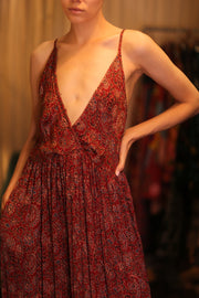 LILY SILK DRESS PIPER - sustainably made MOMO NEW YORK sustainable clothing, Boho Chic Dress slow fashion