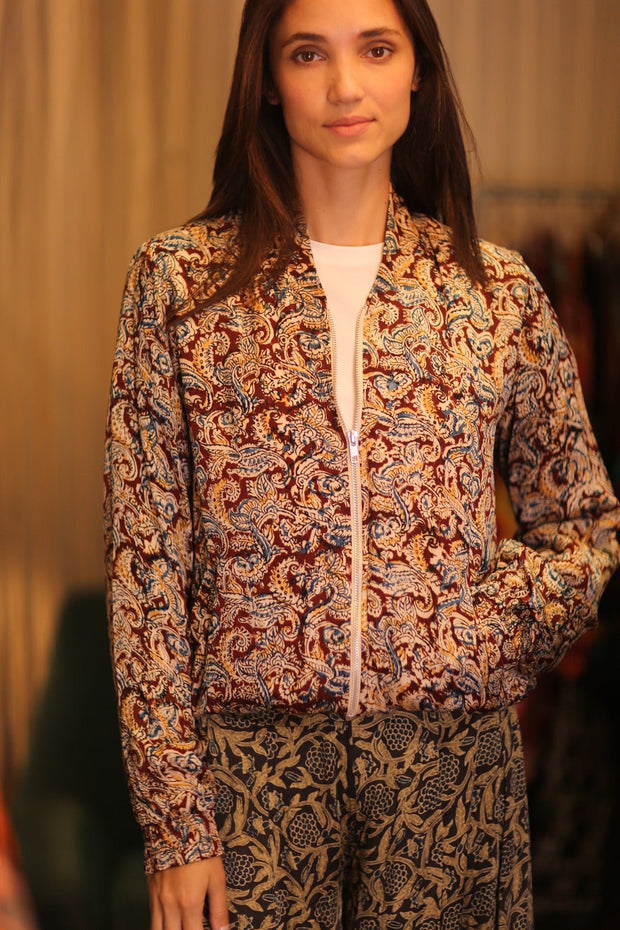 SILK BOMBER JACKET ANCHA LIONA - sustainably made MOMO NEW YORK sustainable clothing, coatandjacket slow fashion