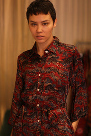 SILK BUTTON DOWN DRESS RUTH JADE - sustainably made MOMO NEW YORK sustainable clothing, Boho Chic Dress slow fashion