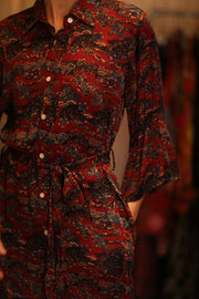 SILK BUTTON DOWN DRESS RUTH JADE - sustainably made MOMO NEW YORK sustainable clothing, Boho Chic Dress slow fashion