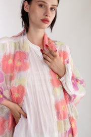 SILK FLOWER EMBELLISHED KIMONO ULISA - sustainably made MOMO NEW YORK sustainable clothing, Kimono slow fashion