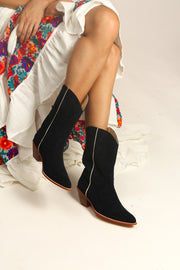 BLACK CORDUROY BOOTS MOLINA - sustainably made MOMO NEW YORK sustainable clothing, boots slow fashion