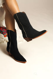 BLACK CORDUROY BOOTS MOLINA - sustainably made MOMO NEW YORK sustainable clothing, boots slow fashion