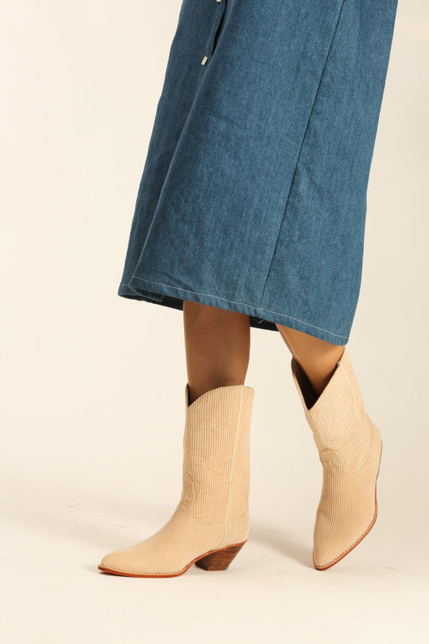 CORDUROY WESTERN BOOTS MOLINA - sustainably made MOMO NEW YORK sustainable clothing, resort2023 slow fashion