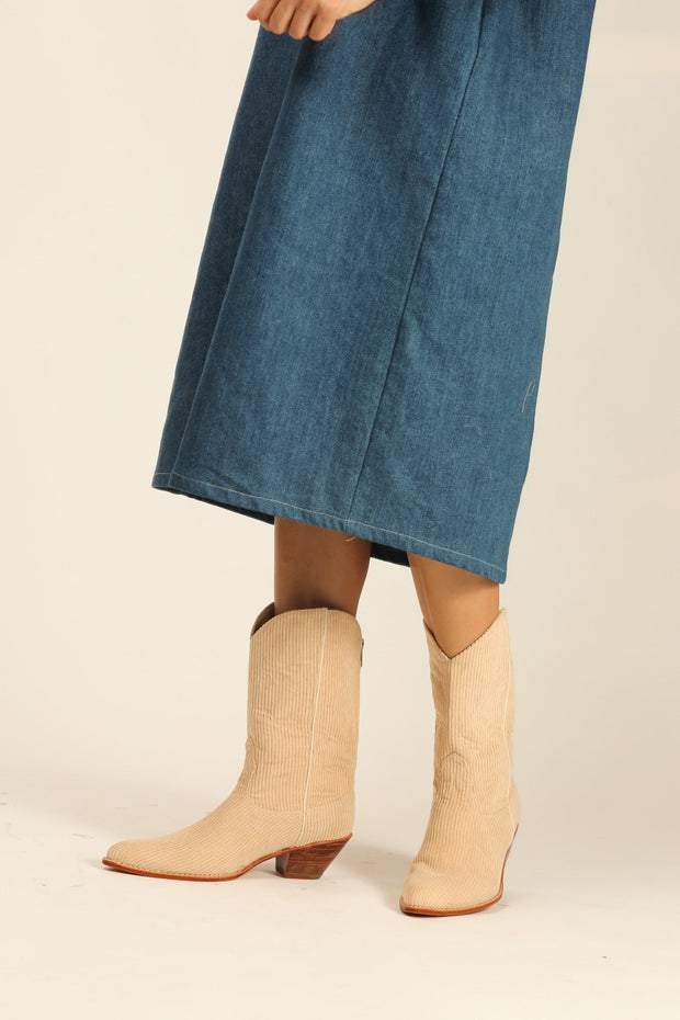CORDUROY WESTERN BOOTS MOLINA - sustainably made MOMO NEW YORK sustainable clothing, resort2023 slow fashion